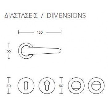 CONVEX - 655 ROR PAIR OF DOOR HANDLES WITH MATT ANTIQUE ROSETTE AND KEY MOUTHPIECES - 655-S73S73 CONVEX - 655 ROR PAIR OF DOOR HANDLES WITH MATT ANTIQUE ROSETTE AND KEY MOUTHPIECES - 655-S73S73