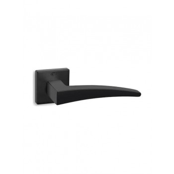 CONVEX - 775 ROR PAIR OF DOOR HANDLES WITH ROSETTE AND KEY MOUTHPIECES MATT BLACK - 775-S19S19