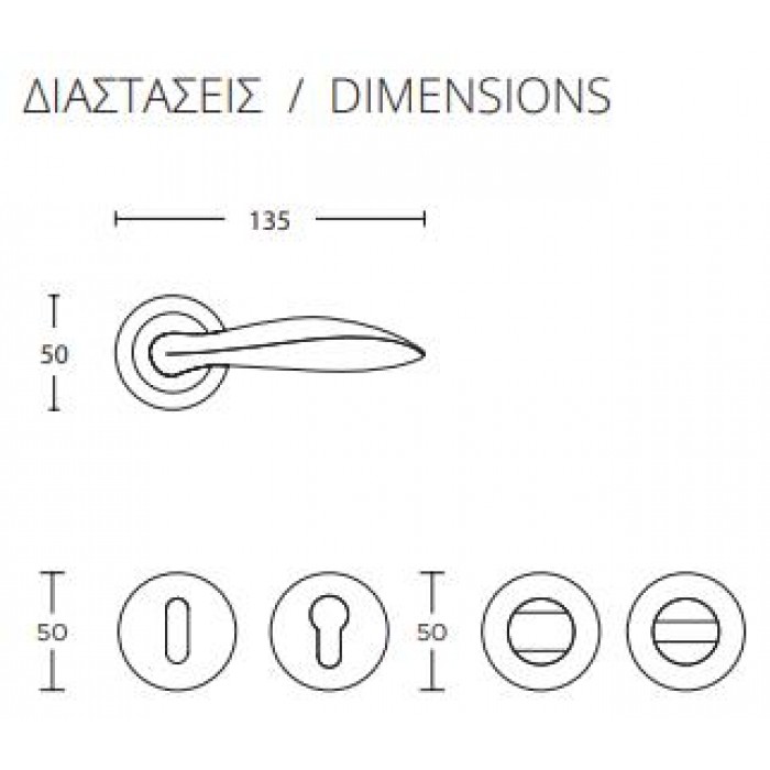 CONVEX - 625 ROR PAIR OF DOOR HANDLES WITH ROSETTE AND EYEPIECES MATT ANTIQUE - 625-S73S73
