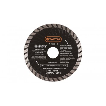 TACTIX - TURBO DIAMOND DISC DRY & WET CUT 115mm - 425543 TACTIX - TURBO DIAMOND DISC DRY & WET CUT 115mm - 425543