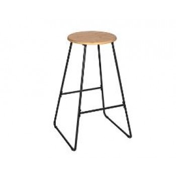 WENKO - Bar Loft Steel Stool with Solid Bamboo Seat - 507741121