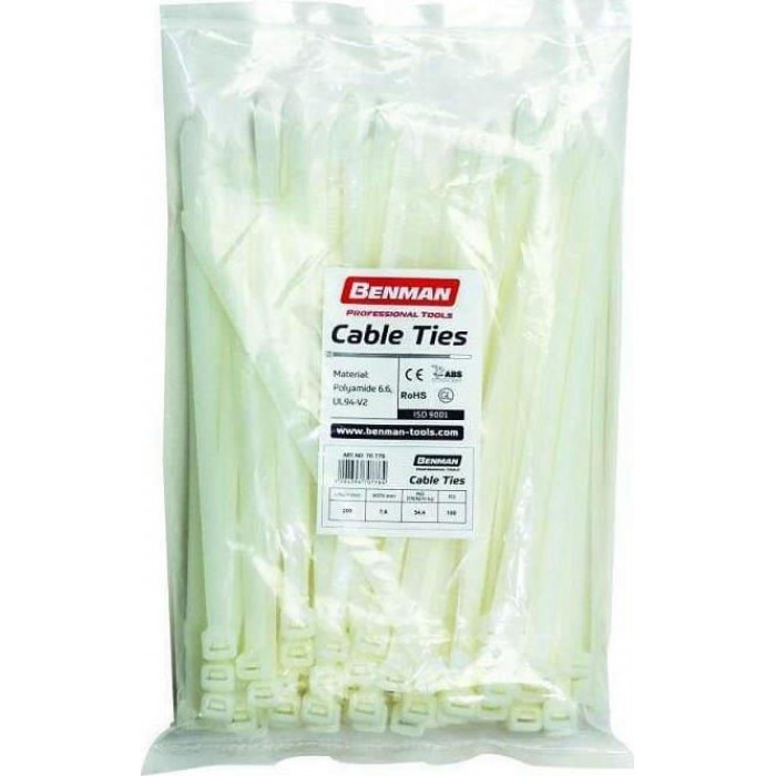 BENMAN - BALES WHITE 370Χ7,6mm 100TMX - 70778 BENMAN - BALES WHITE 370Χ7,6mm 100TMX - 70778