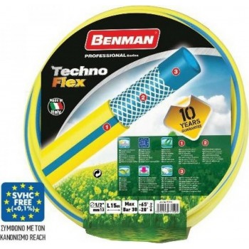 BENMAN - Techno Flex Λάστιχο Ποτίσματος 1/2inchx15m - 77150