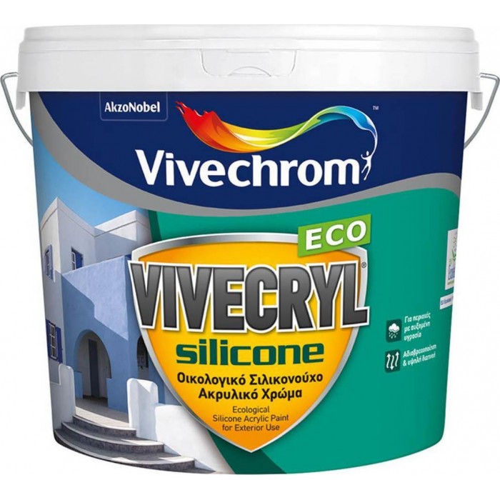 VIVECHROM - VIVECRYL SILICONE ECO / Οικολογικό Σιλικονούχο Ακρυλικό Λευκό Χρώμα 10lt - 90812