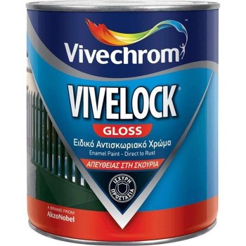 VIVECHROM - Vivelock Gloss / Ειδικό Αντισκωριακό Γυαλιστερό Χρώμα Απευθείας στη Σκουριά No 24 ΜΑΥΡΟ 750ml - 12187