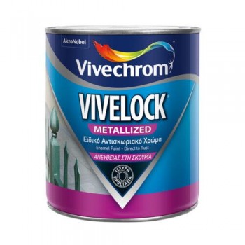 VIVECHROM - Vivelock Metallized / Ειδικό Αντισκωριακό Μεταλλιζέ Χρώμα Απευθείας στη Σκουριά No 724 ΜΑΥΡΟ 750ml - 14273