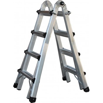 Palbest Silver Polymorphic Aluminium Ladder 4x4 with Maximum Height 4.2m