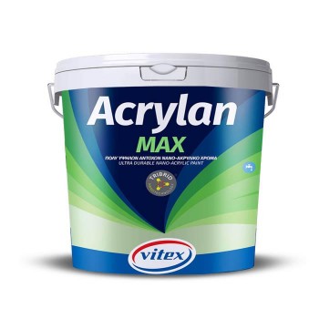 VITEX - Acrylan Max / Υψηλών Αντοχών Νανο-Ακρυλικό Λευκό Χρώμα 10lt - 16779