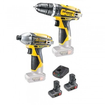 FF GROUP - SET Impact Drill/Driver & Pulse Screwdriver & 2x4,0Ah Batteries & Quick Charger & Case - 46565