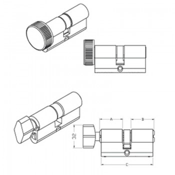 DOMUS - Κύλινδρος με Πόμολο Ρόμβο Νίκελ 60mm - 16060ΚΗΗ1Κ DOMUS - Κύλινδρος με Πόμολο Ρόμβο Νίκελ 60mm - 16060ΚΗΗ1Κ