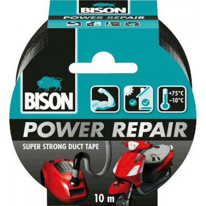 Bison - Power Repair Adhesive Fabric Tape Black 22mmx10m - 6312513