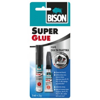 BISON - SUPER GLUE ALL PLASTIC Liquid Instant Glue 3ml+2gr 2PCS - 7000850