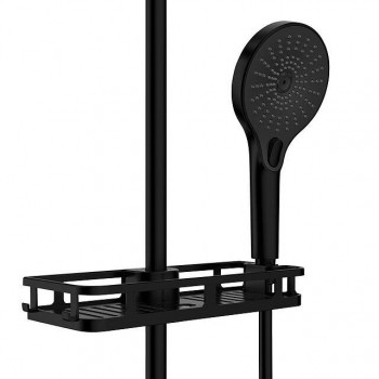 WENKO - Liberta Shower Shelf with Hooks and Case Matt Black - 254911121