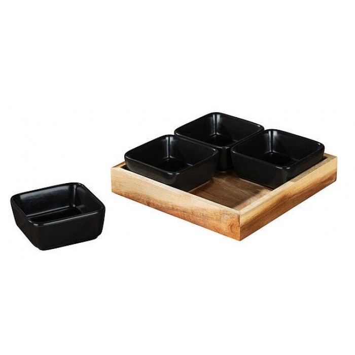 WENKO - Elo Dip bowl with acacia wood disc 5PCS - 550911121 WENKO - Elo Dip bowl with acacia wood disc 5PCS - 550911121