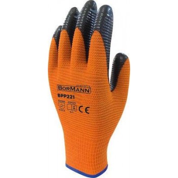 BORMANN - BPP221 Γάντια Εργασίας Νιτριλίου No 9 Πορτοκαλί 12TMX - 023296