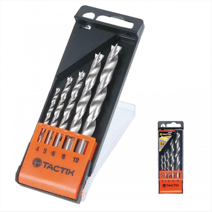 Tactix - Drill Set with Cylindrical Shank for Wood 5PCS - 411527