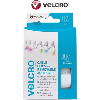 Velcro - Clips Οργάνωσης Καλωδίων 16τμχ Λευκά 13mmX23mmX9mm - 060390062