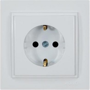 Eurolamp - Single Recessed Power Socket with Protection 16A White - 152-10131
