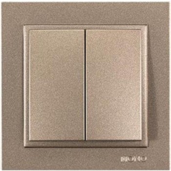 Eurolamp - K/R LIGHT FUME Recessed Switch with Frame and Two Buttons Brown - 152-10504
