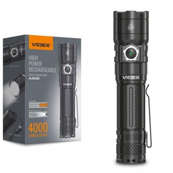 Videx - IP68 Rechargeable LED Flashlight with Max Brightness 4000lumen - GW-481014