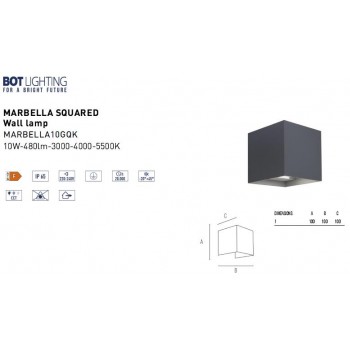 BOT LIGHTING LED OUTDOOR WALL LIGHT CARBON COLOUR MARBELLA10GQK BOT LIGHTING LED OUTDOOR WALL LIGHT CARBON COLOUR MARBELLA10GQK