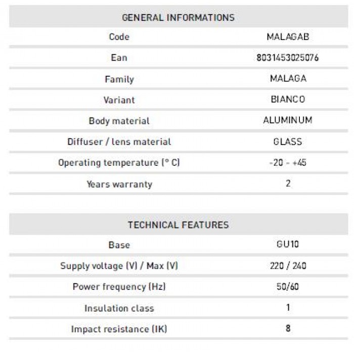 BOT LIGHTING ΣΠΟΤ ΦΩΤΙΣΤΙΚΟ ΟΡΟΦΗΣ IP65 GU10 MAX35W ΛΕΥΚΟ MALAGAB