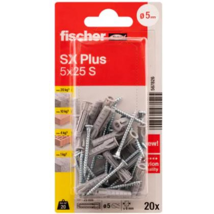 FISCHER SX PLUS 5X25 S ΒΥΣΜΑ ΒΙΔΑ 20ΤΜΧ 567826