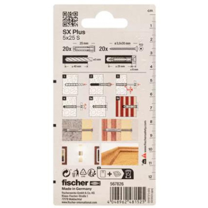 FISCHER SX PLUS 5X25 S ΒΥΣΜΑ ΒΙΔΑ 20ΤΜΧ 567826