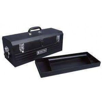 TACTIX Metal Toolbox with a detachable shelf and metal clips-321101