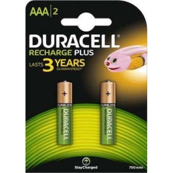 Duracell - Rechargeable Alkaline Batteries Plus AAA 750mAh (2pc)- 790203