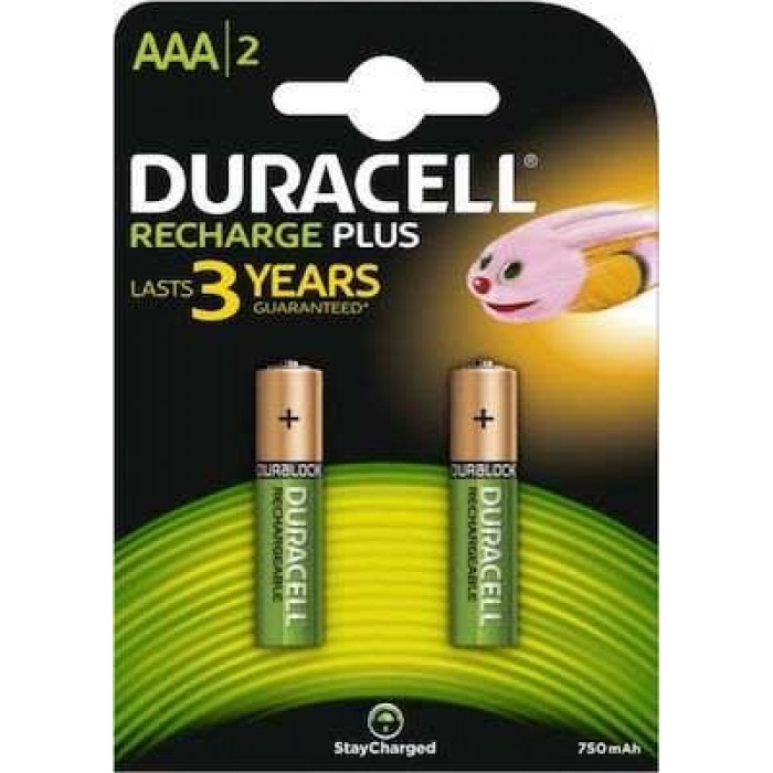 Duracell - Επαναφορτιζόμενες Αλκαλικές Μπαταρίες Plus AAA 750mAh (2τμχ)- 790203