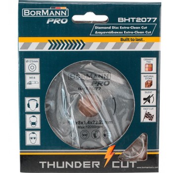 BORMANN BHT2077 DIAMOND SAW DISK EXTRA-CLEAN CUT Φ125x1.4x22.2mm 8mm 044017 BORMANN BHT2077 DIAMOND SAW DISK EXTRA-CLEAN CUT Φ125x1.4x22.2mm 8mm 044017