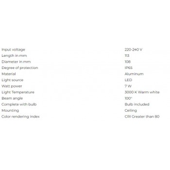 ZAFFERANO LED CEILING LIGHT 108X113mm WHITE LD0750B3 ZAFFERANO LED CEILING LIGHT 108X113mm WHITE LD0750B3