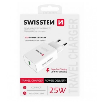 SWISSTEN ΦΟΡΤΙΣΤΗΣ ΤΟΙΧΟΥ TYPE-C 25W PD1 22060300 SWISSTEN ΦΟΡΤΙΣΤΗΣ ΤΟΙΧΟΥ TYPE-C 25W PD1 22060300