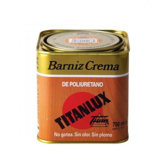 TITAN -TITANLUX BARNIZ CREMA - 5002 - POLYURETHANE SURFACE VARNISH - SATIN OAK - 750ML - ROBLE - 12256 TITAN -TITANLUX BARNIZ CREMA - 5002 - POLYURETHANE SURFACE VARNISH - SATIN OAK - 750ML - ROBLE - 12256