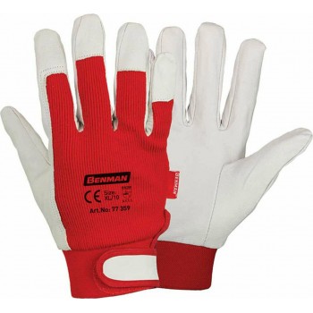 BENMAN - Cotton Leather Work Gloves Red No L 9