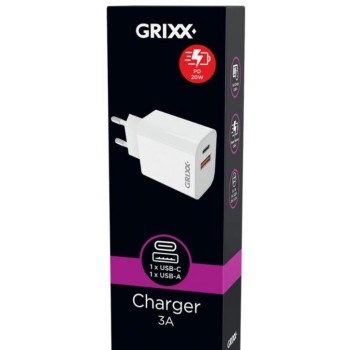 GRIXX 20W CHARGER 1XUSB-C+1XUSB GRCHPDUSB