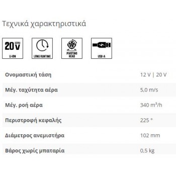 SKIL - ΑΝΕΜΙΣΤΗΡΑΣ ΜΠΑΤΑΡΙΑΣ (SOLO) 3163 CA - VA1E3163CA SKIL - ΑΝΕΜΙΣΤΗΡΑΣ ΜΠΑΤΑΡΙΑΣ (SOLO) 3163 CA - VA1E3163CA