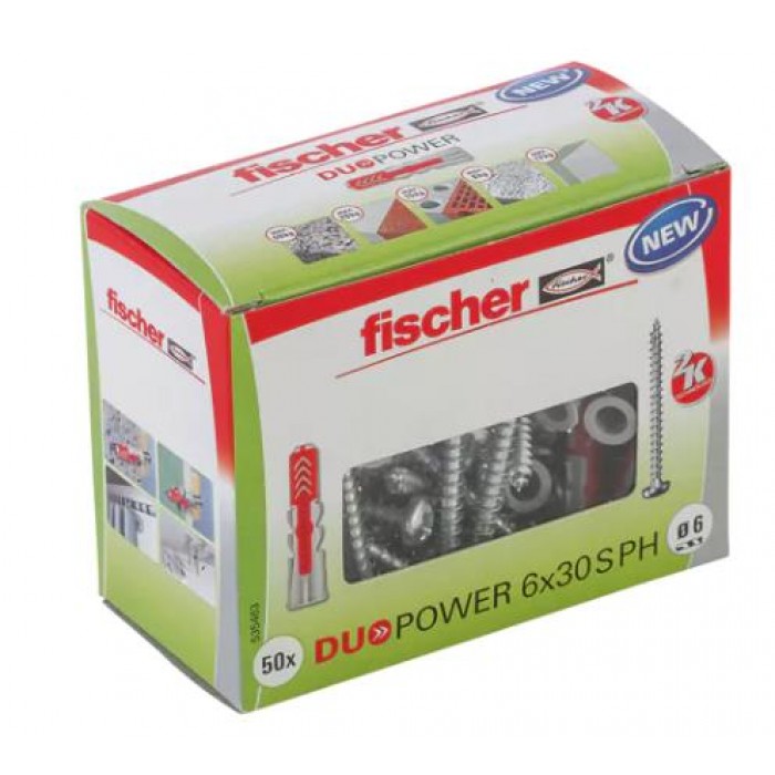 FISCHER - DUOPOWER 6X30 S PH - ΝΑΙΛΟΝ ΒΥΣΜΑ ΜΕ ΒΙΔΑ - 50 TEM. - 535463 FISCHER - DUOPOWER 6X30 S PH - ΝΑΙΛΟΝ ΒΥΣΜΑ ΜΕ ΒΙΔΑ - 50 TEM. - 535463