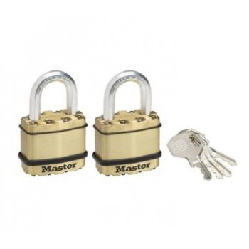 MASTER LOCK - SET OF 2 EXCELL RAISED SECURITY LOCKS 45MM WITH BRASS FINISH - M10021112