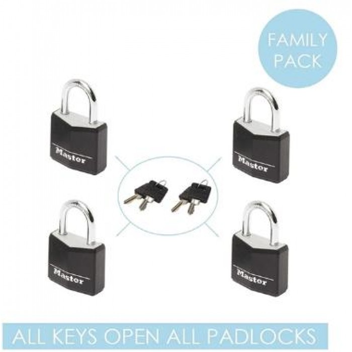 MASTER LOCK - SET OF 4 PADLOCKS 20MM WITH PROTECTIVE COVER AND MATCHING KEYS - 912020112