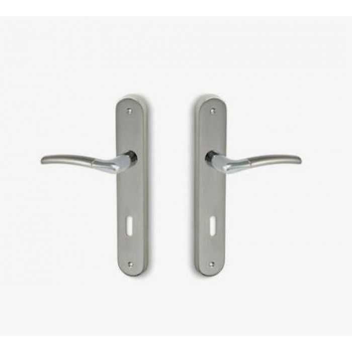 CONSET - INTERIOR DOOR KNOB WITH PLATE - C1045HRS05S04 PAIR - NICKEL - MATT CHROME - C1045 CONSET - INTERIOR DOOR KNOB WITH PLATE - C1045HRS05S04 PAIR - NICKEL - MATT CHROME - C1045