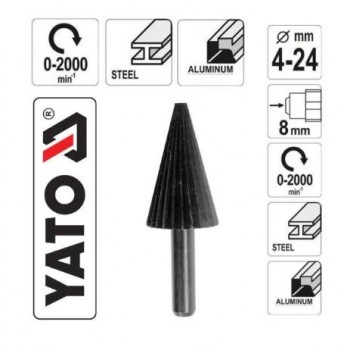 YATO - ΡΑΣΠΑ ΚΩΝΙΚΗ ΔΡΑΠΑΝΟΥ ΓΙΑ ΜΕΤΑΛΛΟ - 4-24ΜΜ - 20061700 YATO - ΡΑΣΠΑ ΚΩΝΙΚΗ ΔΡΑΠΑΝΟΥ ΓΙΑ ΜΕΤΑΛΛΟ - 4-24ΜΜ - 20061700