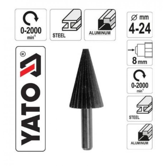 YATO - ΡΑΣΠΑ ΚΩΝΙΚΗ ΔΡΑΠΑΝΟΥ ΓΙΑ ΜΕΤΑΛΛΟ - 4-24ΜΜ - 20061700 YATO - ΡΑΣΠΑ ΚΩΝΙΚΗ ΔΡΑΠΑΝΟΥ ΓΙΑ ΜΕΤΑΛΛΟ - 4-24ΜΜ - 20061700