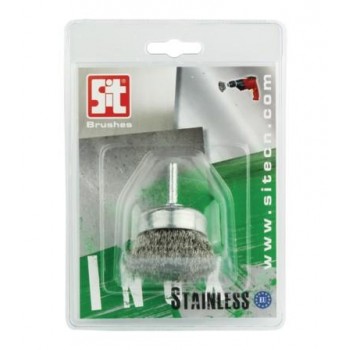SIT - WIRE WHEEL BRUSH WITH SHANK, CUP, INOX Φ6mm - 75MM - 18021 SIT - WIRE WHEEL BRUSH WITH SHANK, CUP, INOX Φ6mm - 75MM - 18021