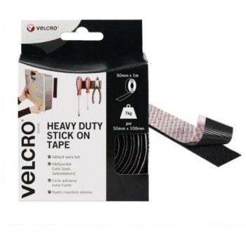 VELCRO - ADHESIVE TAPE 1PCS 5cmX1m - UP TO 7kg - BLACK - 60241
