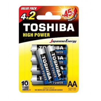 TOSHIBA - ALKALINE BATTERIES - AA 4+2 - LR6GCP BP6 2F TOSHIBA - ALKALINE BATTERIES - AA 4+2 - LR6GCP BP6 2F