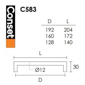 CONSET - FURNITURE HANDLES (160MM CENTERS) INOX - Φ12 - C583 CONSET - FURNITURE HANDLES (160MM CENTERS) INOX - Φ12 - C583