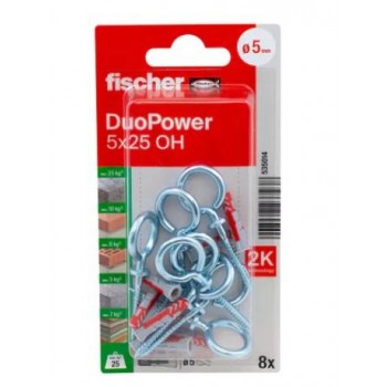 FISCHER - DUOPOWER 5X25 PLUG AND RING - 8PCS - 535014 FISCHER - DUOPOWER 5X25 PLUG AND RING - 8PCS - 535014