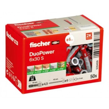 FISCHER - DUOPOWER 6X30 S ΝΑΙΛΟΝ ΒΥΣΜΑ ΜΕ ΒΙΔΑ - 50ΤΜΧ - 535459 FISCHER - DUOPOWER 6X30 S ΝΑΙΛΟΝ ΒΥΣΜΑ ΜΕ ΒΙΔΑ - 50ΤΜΧ - 535459